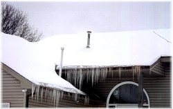 Major Ice Dams Formed Along Roofline ~ Click for a larger image